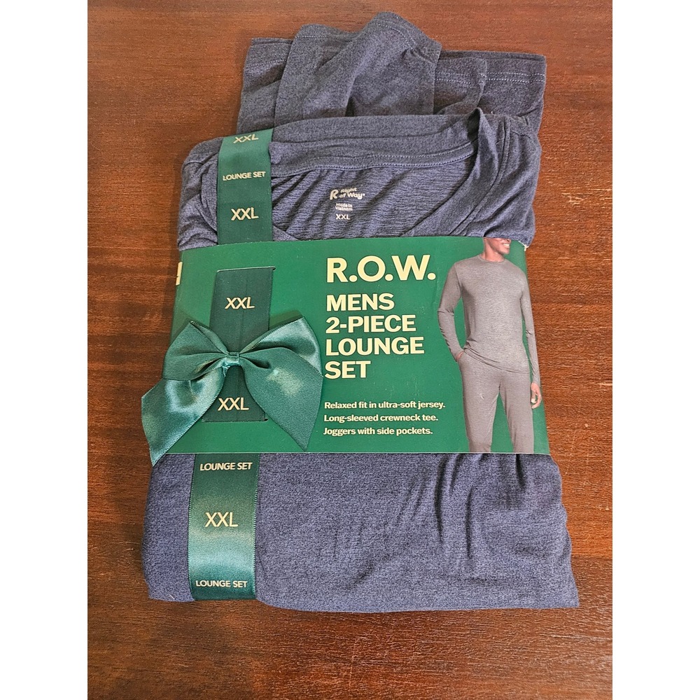 Right of Way Lounge Set Mens XXL Denim Blue 2-Piece Jogger Crewneck NEW